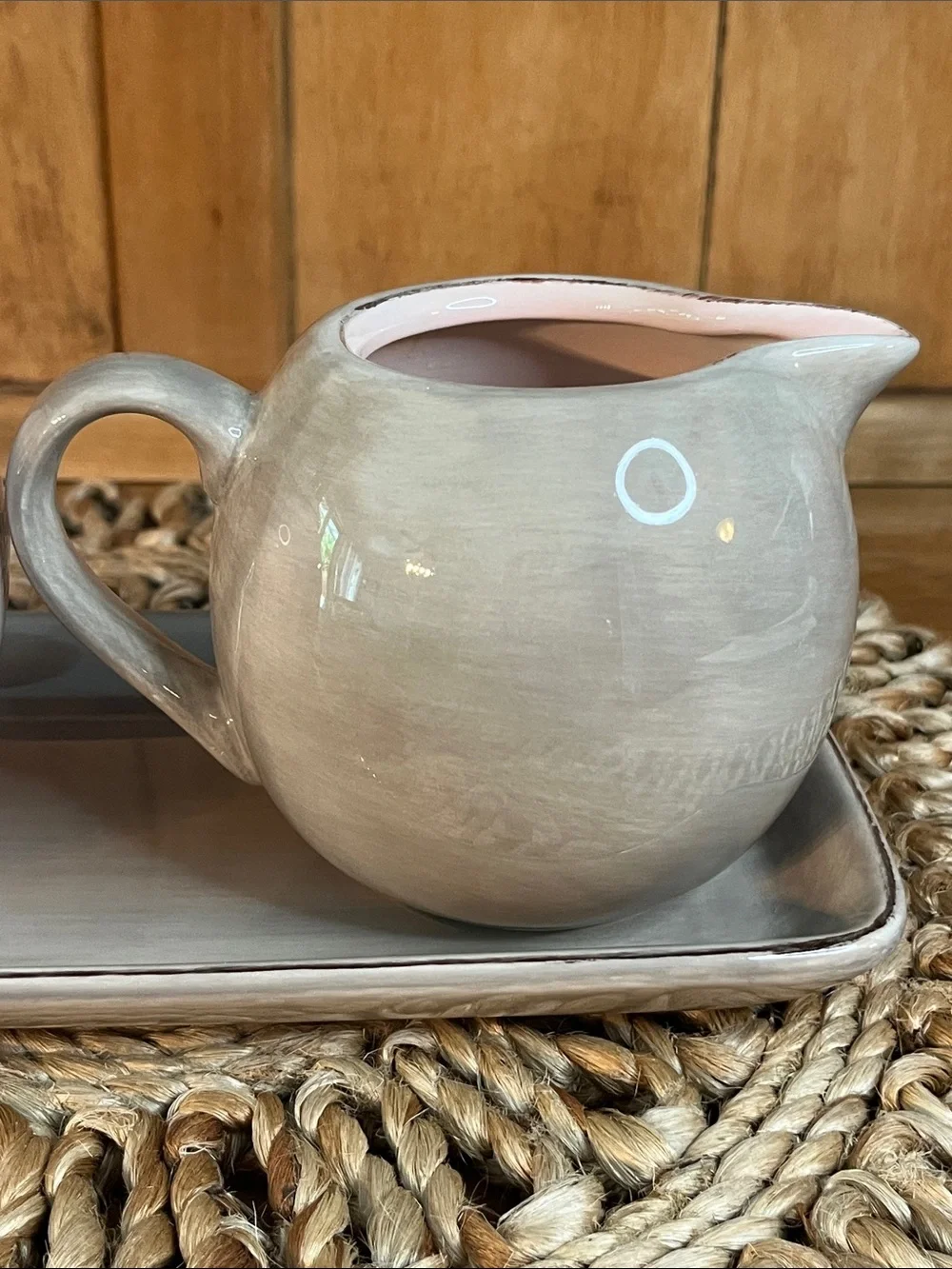 Pottery Barn-Morning Story- Creamer&Sugar Bowl W/Lid and Tray- Discontinued